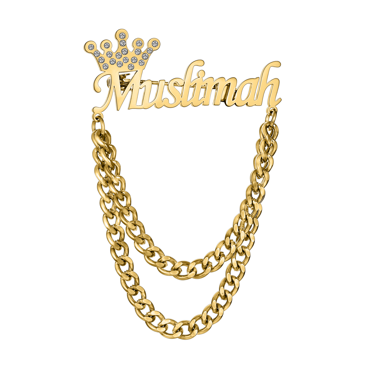Gorgeous Crown Pendant Chain Customized Name Brooches