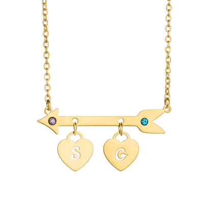 Custom Name Birthstone Necklace with Cupid's Arrow