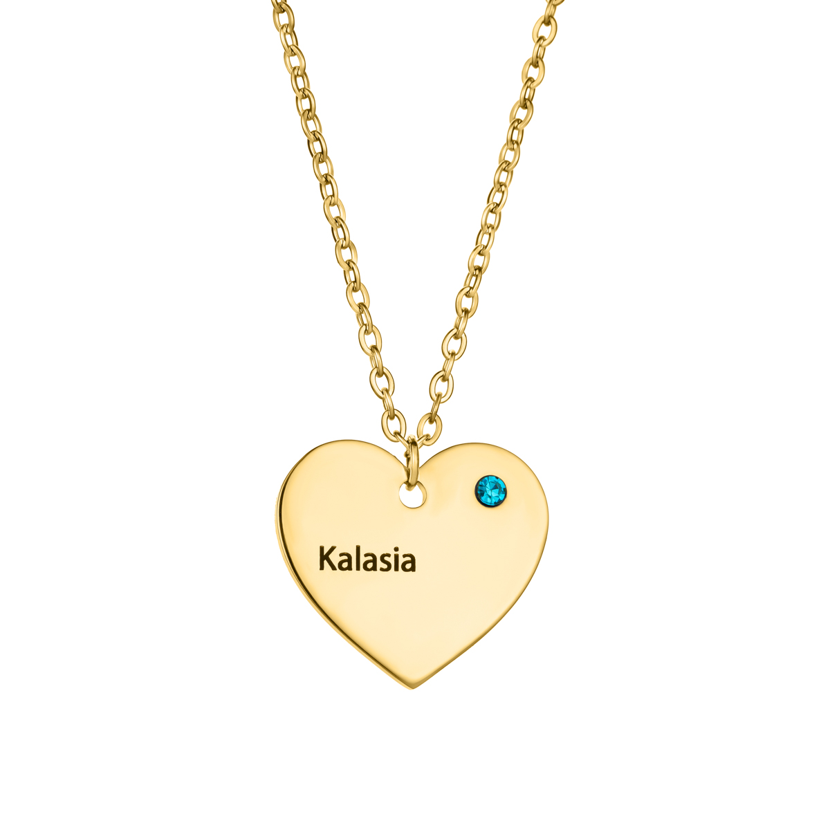 Custom Name and Birthstone Necklace with Heart-shaped