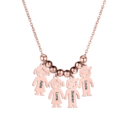Custom Name Necklace with Family Role Figure Pendants