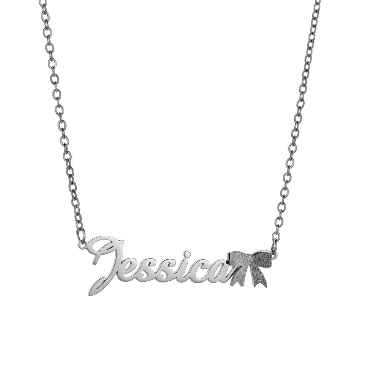 Customized Name Layered Frosted Bowknot Necklace