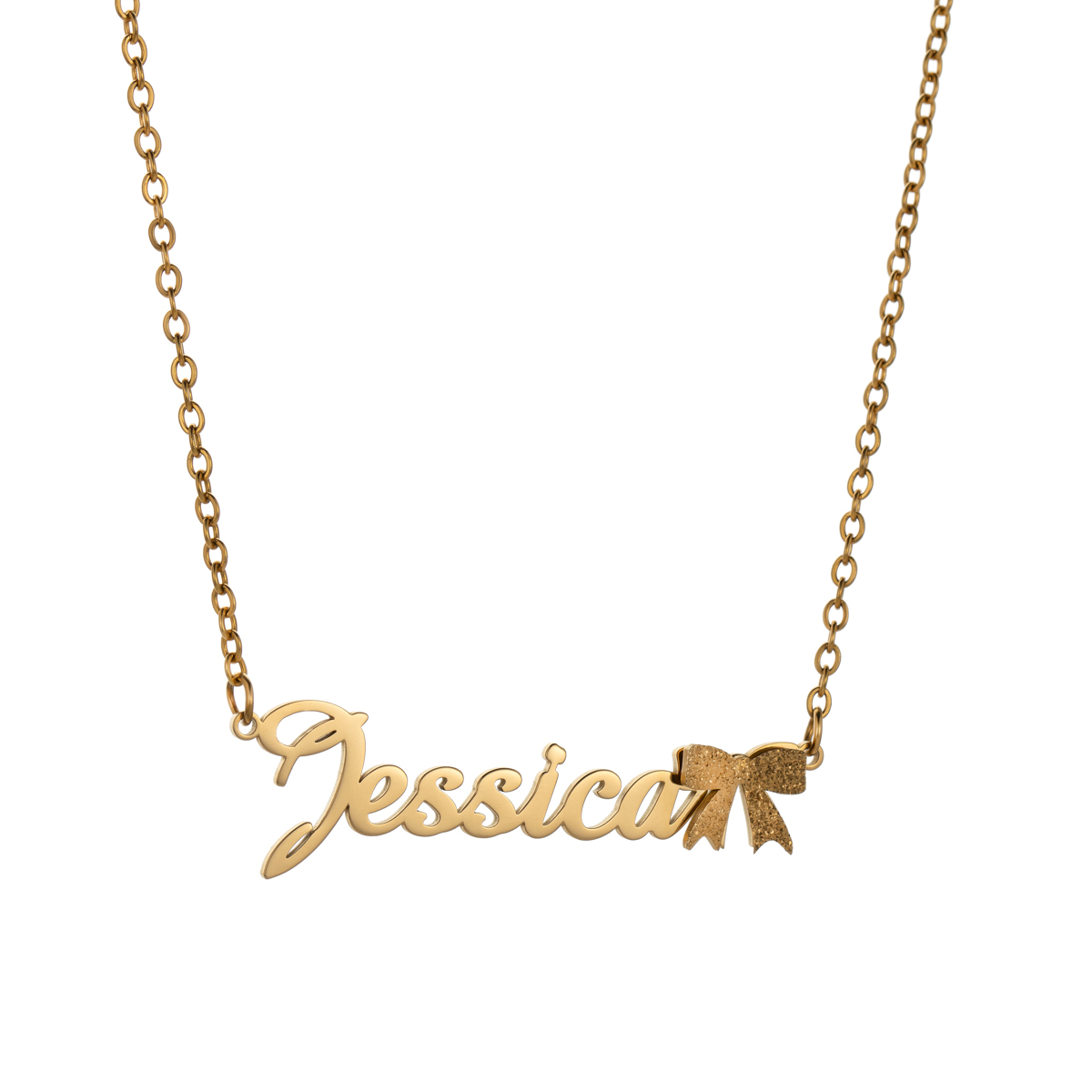 Customized Name Layered Frosted Bowknot Necklace