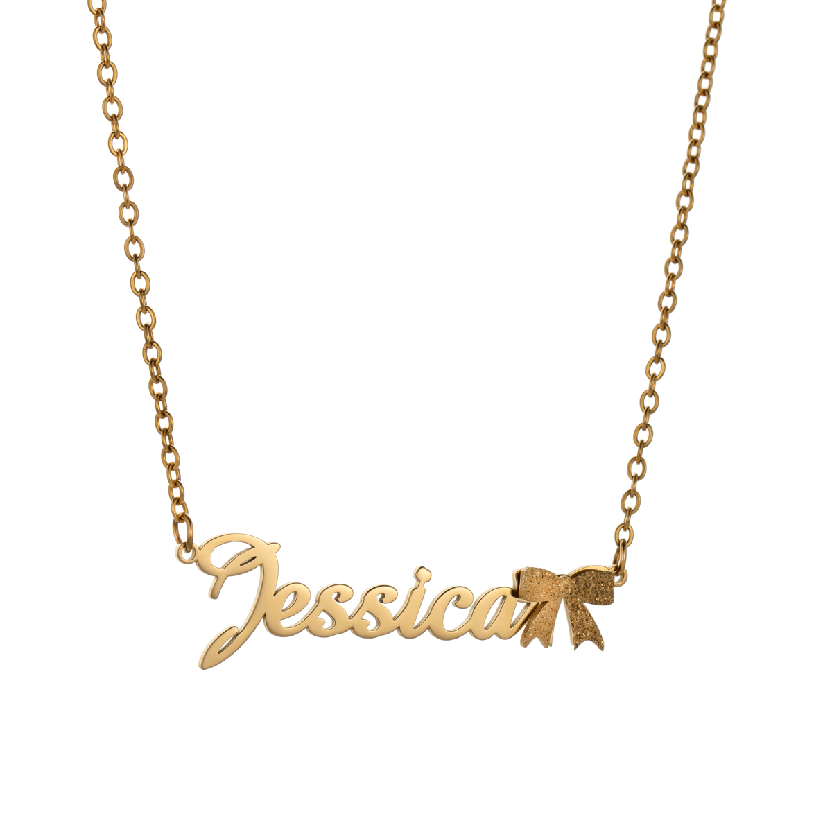 Customized Name Layered Frosted Bowknot Necklace