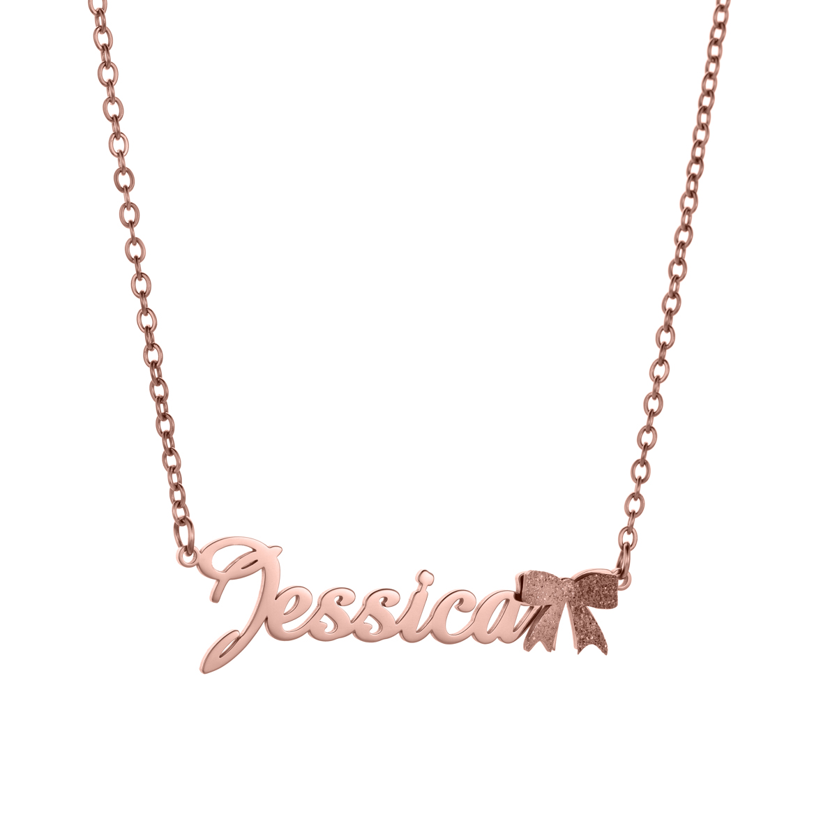 Customized Name Layered Frosted Bowknot Necklace