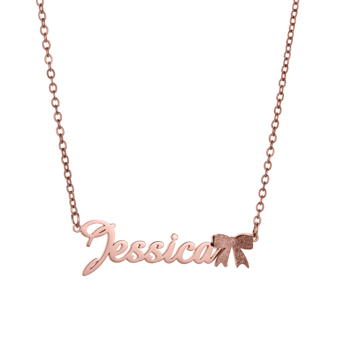 Customized Name Layered Frosted Bowknot Necklace