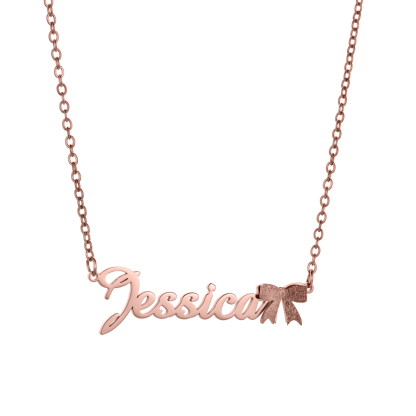 Customized Name Layered Frosted Bowknot Necklace
