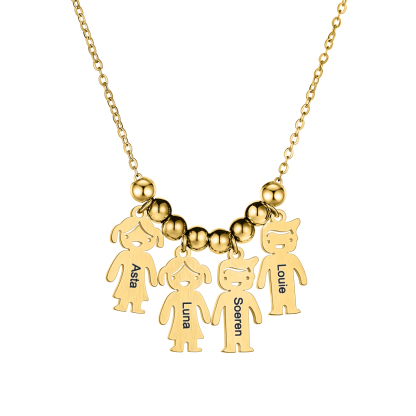 Custom Name Necklace with Family Role Figure Pendants