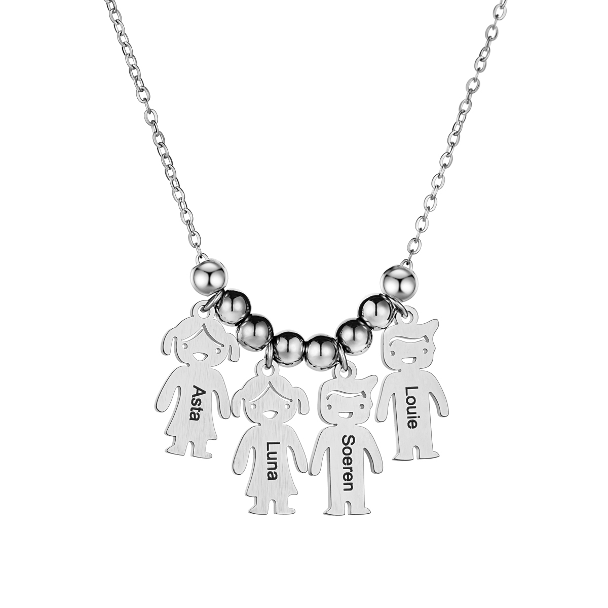 Custom Name Necklace with Family Role Figure Pendants