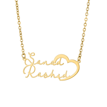 Custom Double Names Connected by Hearts