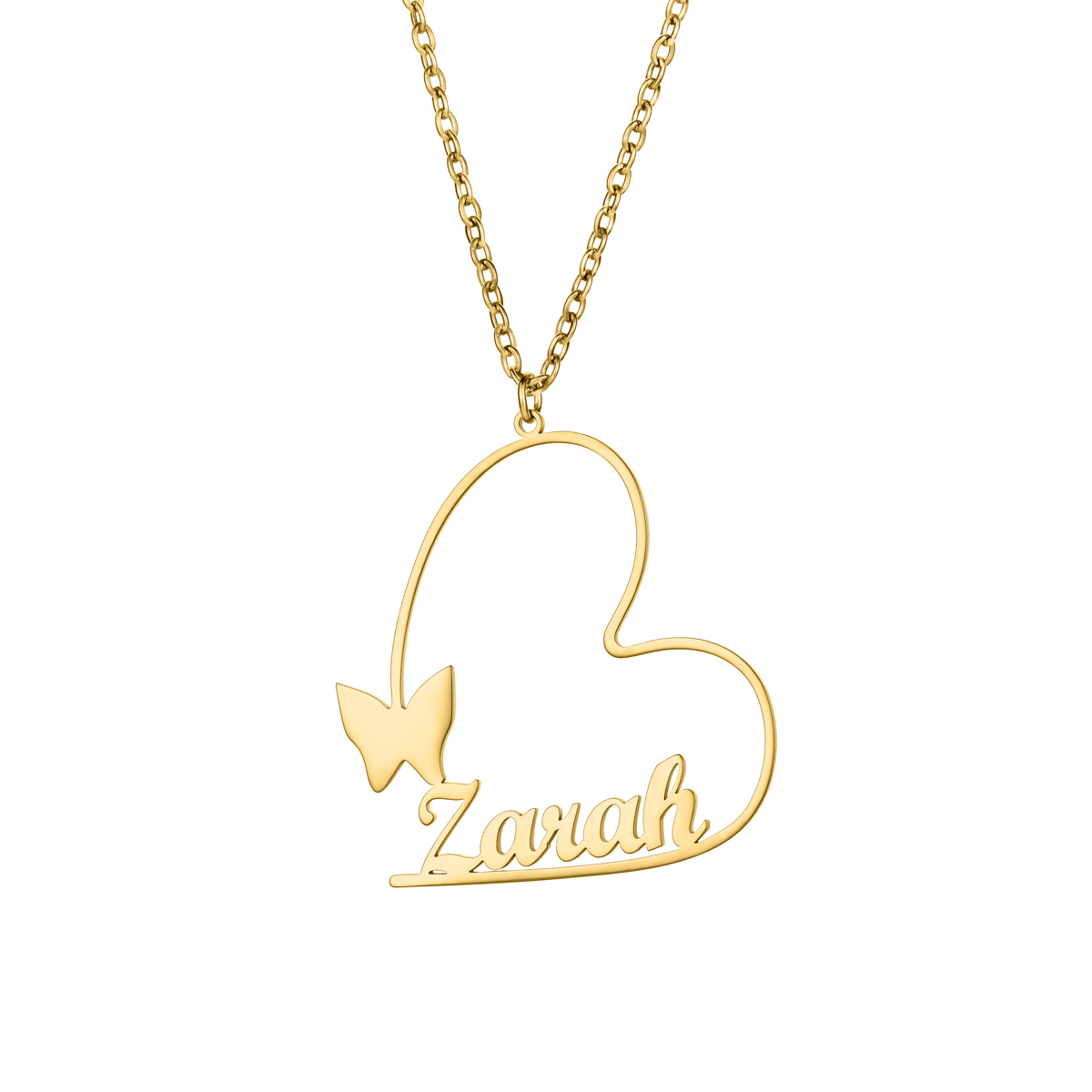 Custom Name Necklaces with Heart and Butterfly Designs
