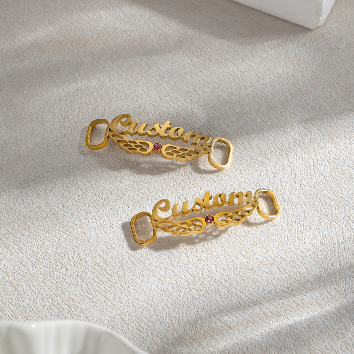 Personalized Birthstone Name Wings Shoe Buckles​