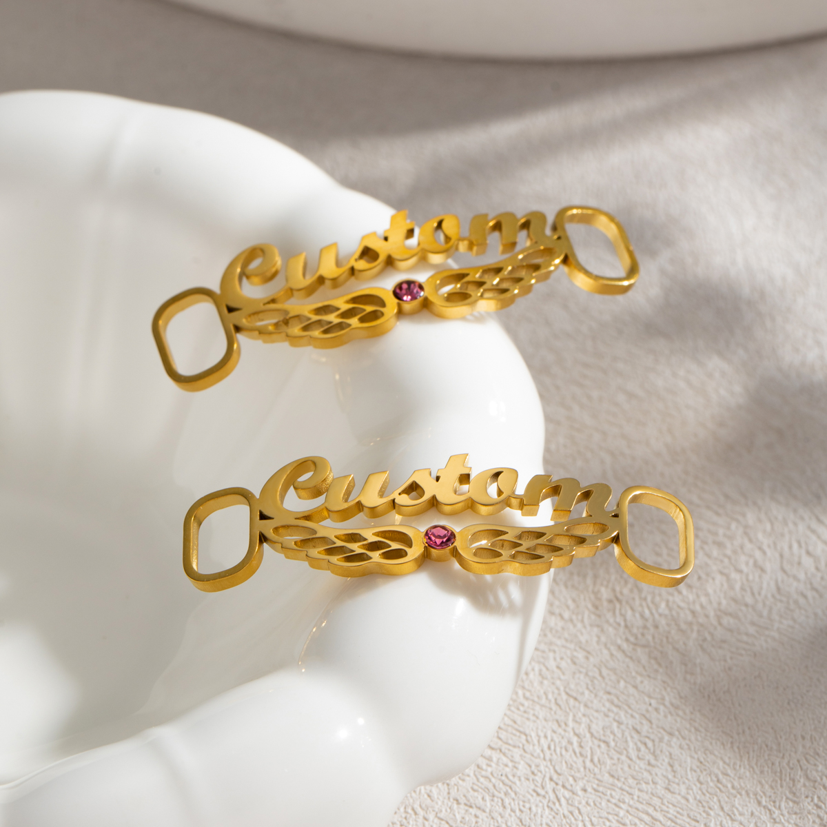 Personalized Birthstone Name Wings Shoe Buckles​