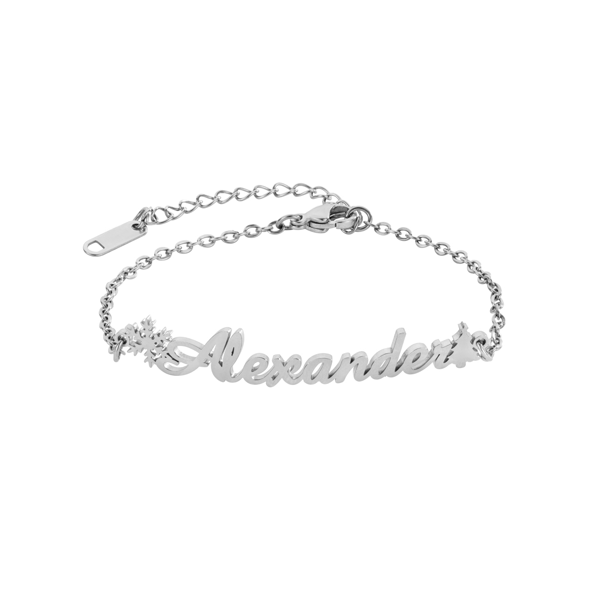 Custom Jewelry Set Name Necklace and Earrings with Snowflakes and Chri