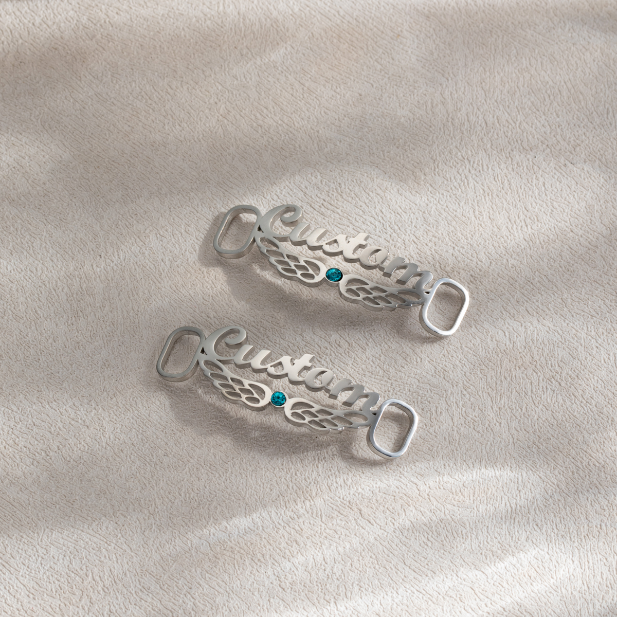 Personalized Birthstone Name Wings Shoe Buckles​
