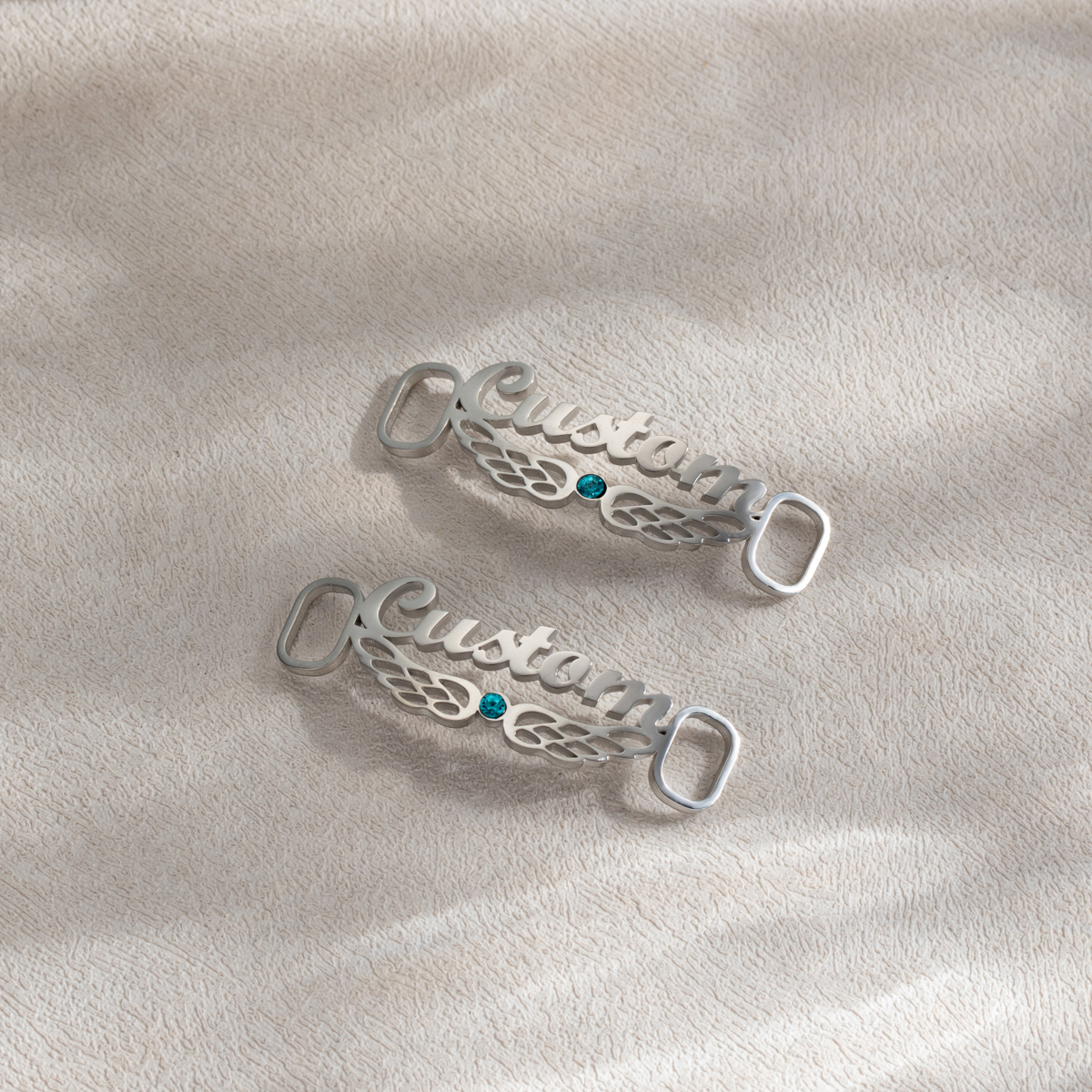 Personalized Birthstone Name Wings Shoe Buckles​