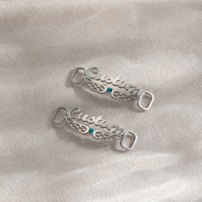 Personalized Birthstone Name Wings Shoe Buckles​