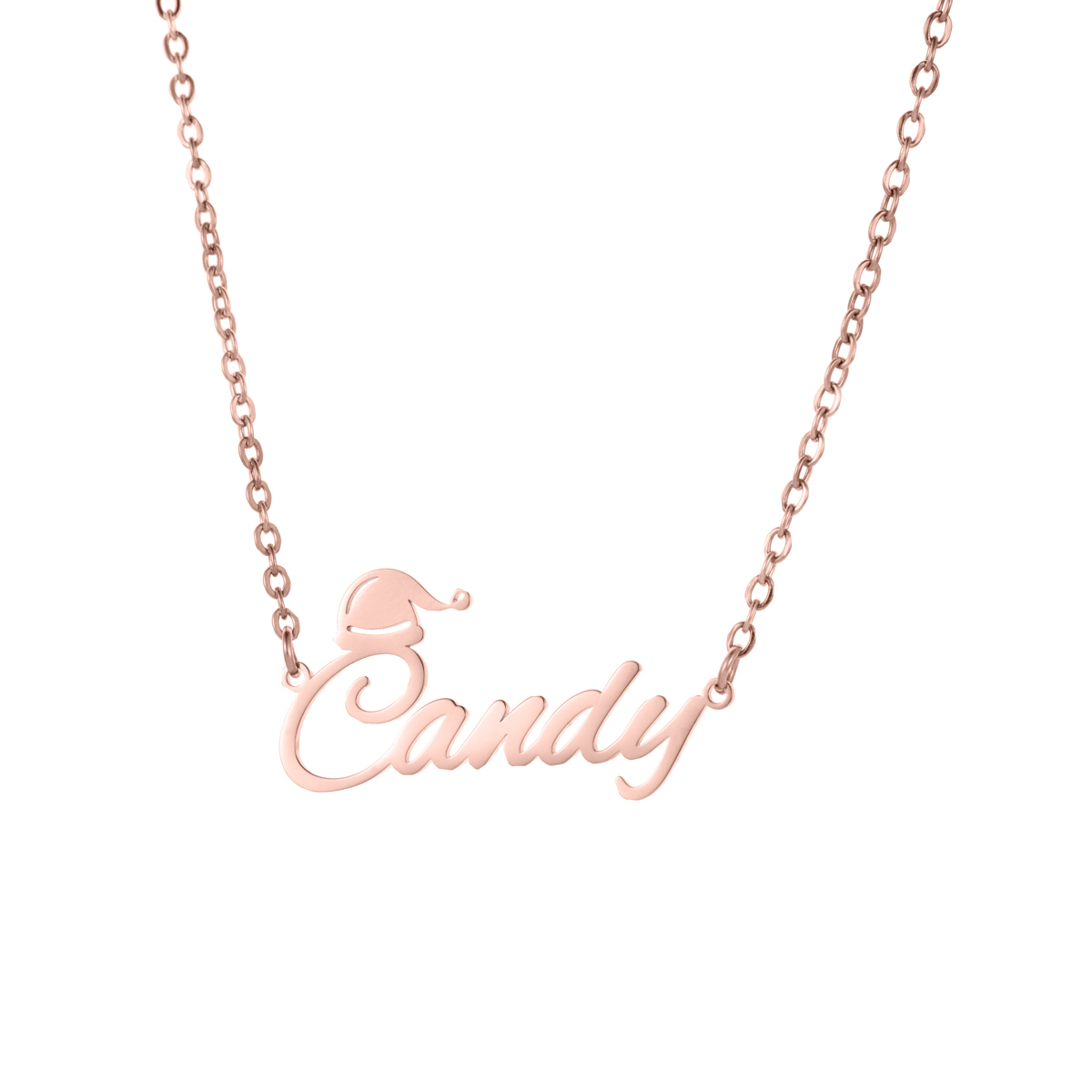 Custom Name Necklaces with Christmas Hat Elements