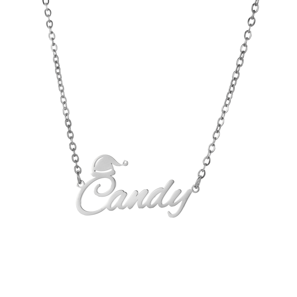 Custom Name Necklaces with Christmas Hat Elements