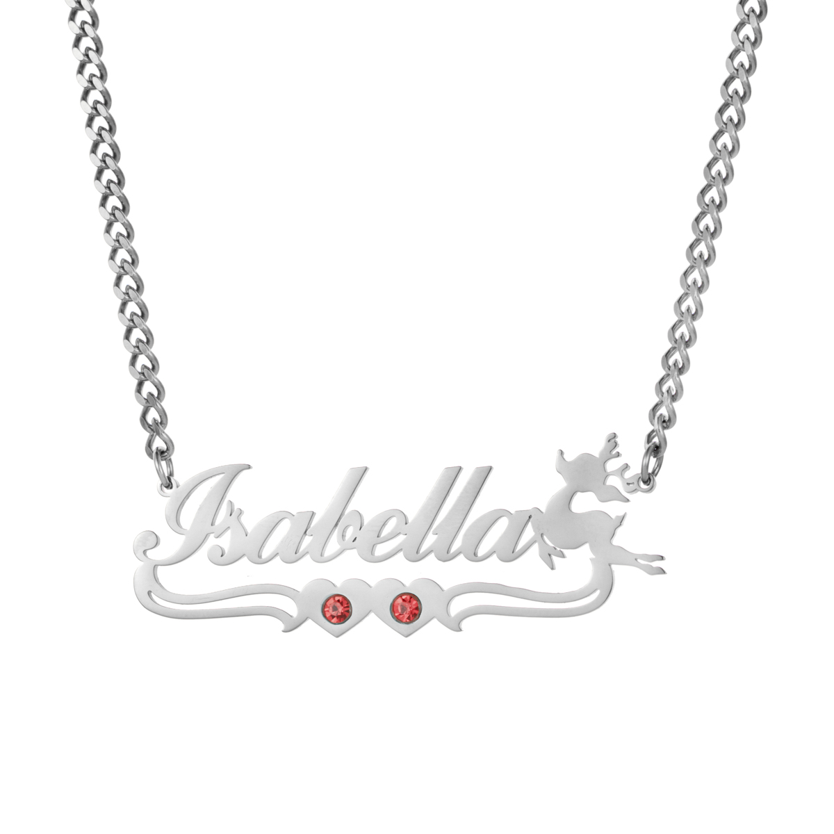 Custom Combination Name Birthstone Necklace and Bracelet with Christma