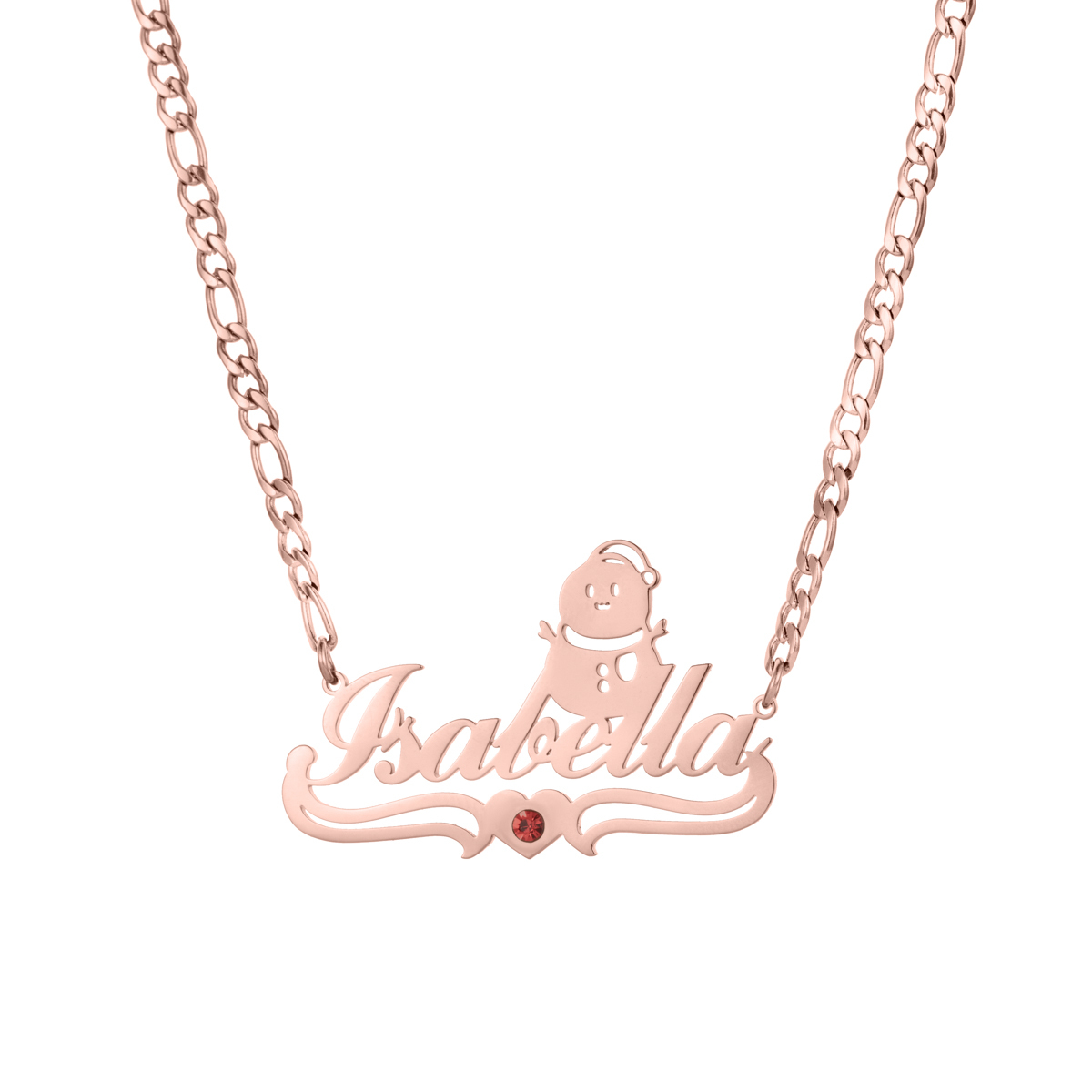 Custom Jewelry Set Name Birthstone Necklace and Earrings with Christmas Snowman