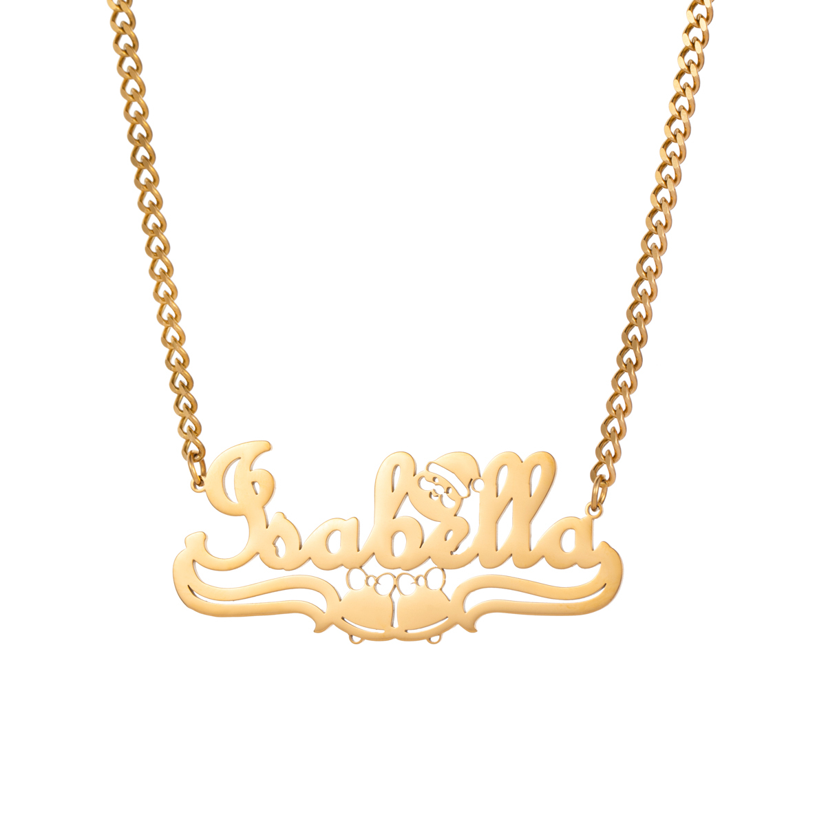 Custom Jewelry Set Name Necklace and Earrings with Bells and Santa Claus