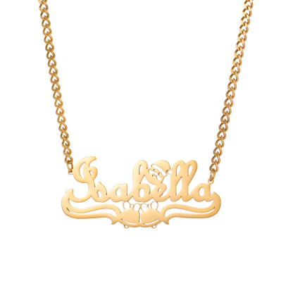 Custom Jewelry Set Name Necklace and Earrings with Bells and Santa Claus