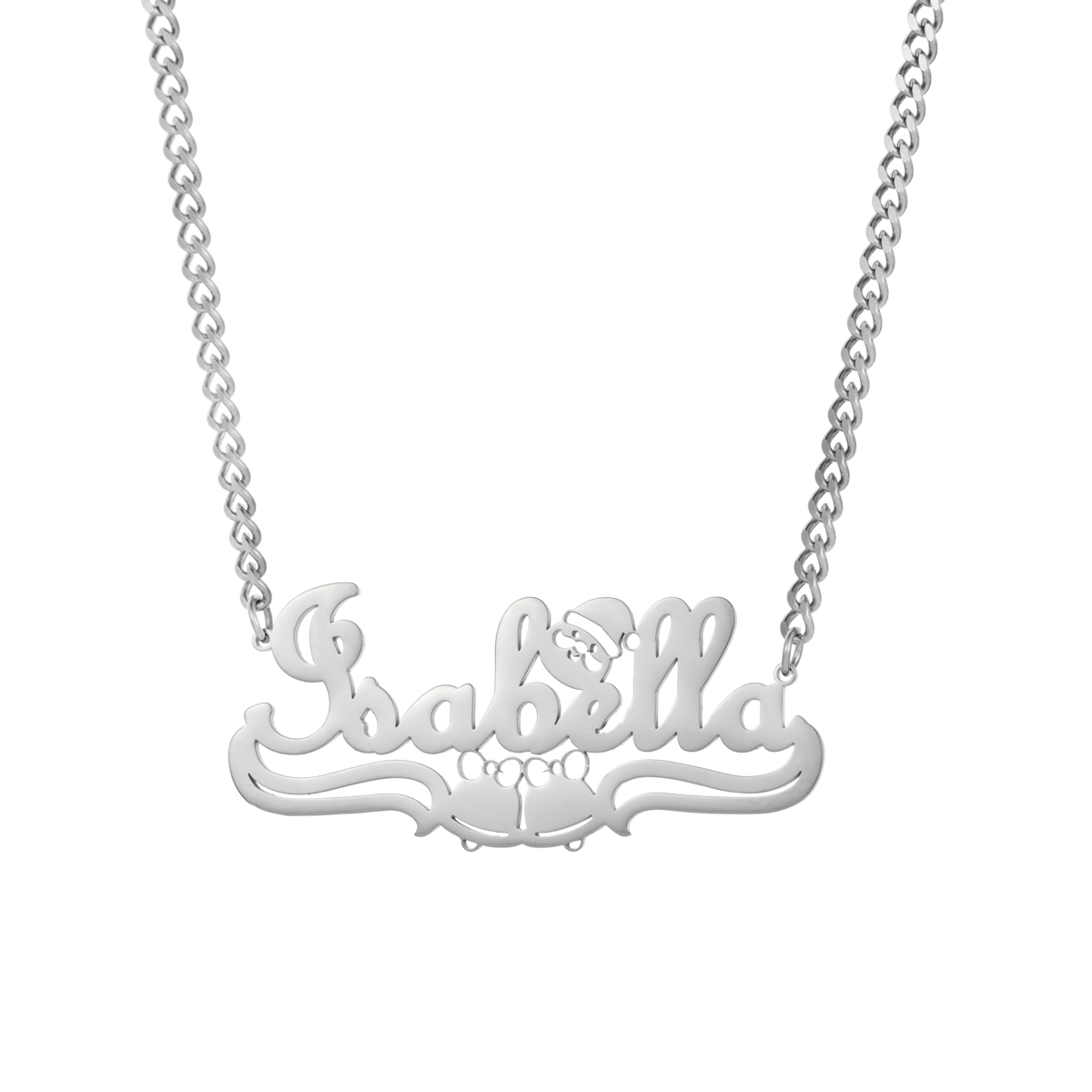 Custom Jewelry Set Name Necklace and Earrings with Bells and Santa Claus