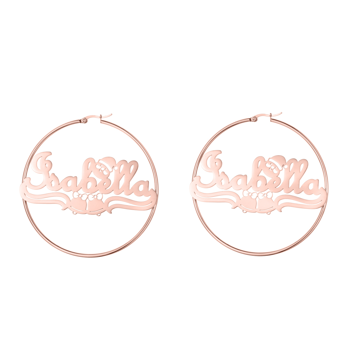 Custom Jewelry Set Name Necklace and Earrings with Bells and Santa Claus