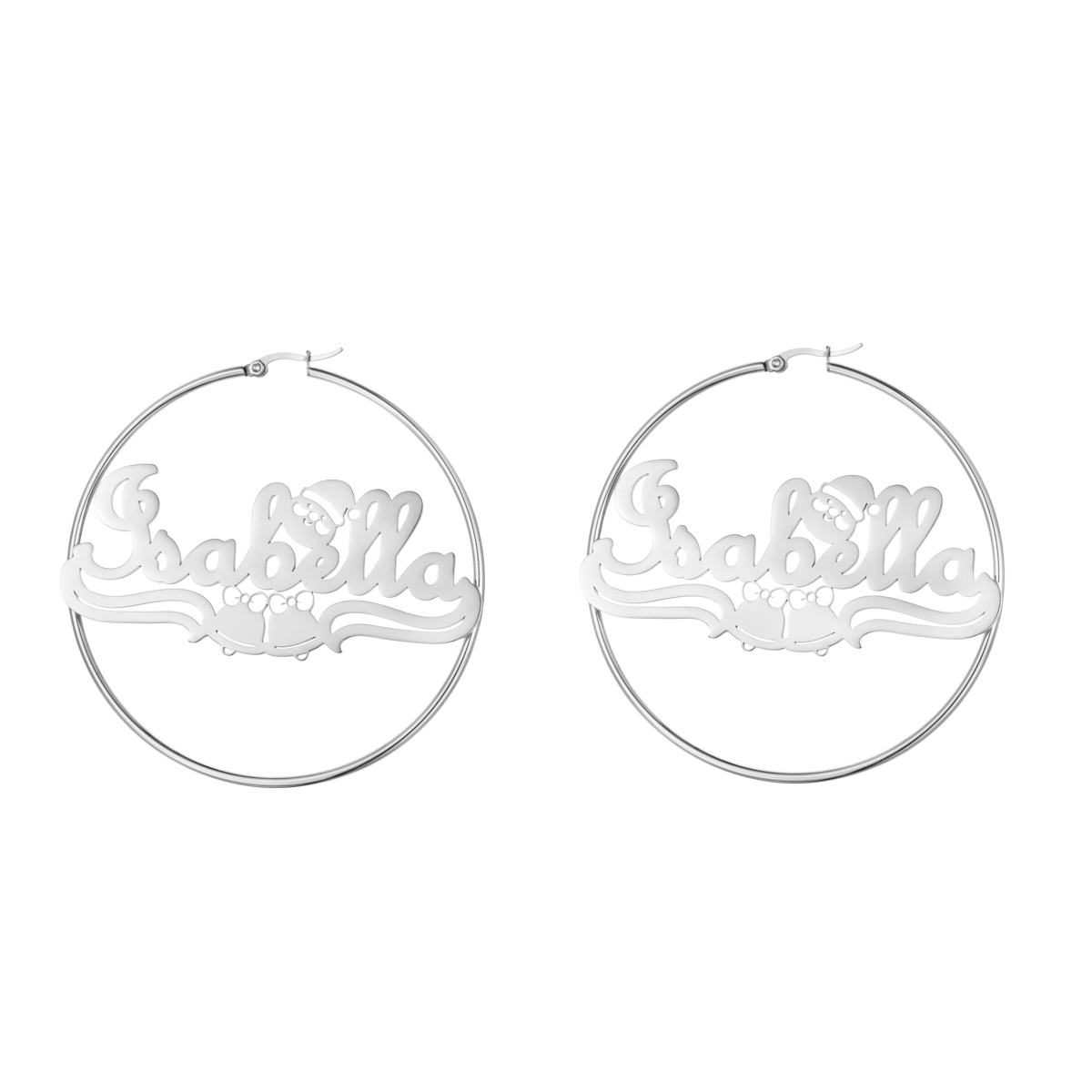 Custom Jewelry Set Name Necklace and Earrings with Bells and Santa Claus