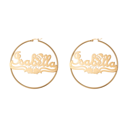 Custom Jewelry Set Name Necklace and Earrings with Bells and Santa Claus