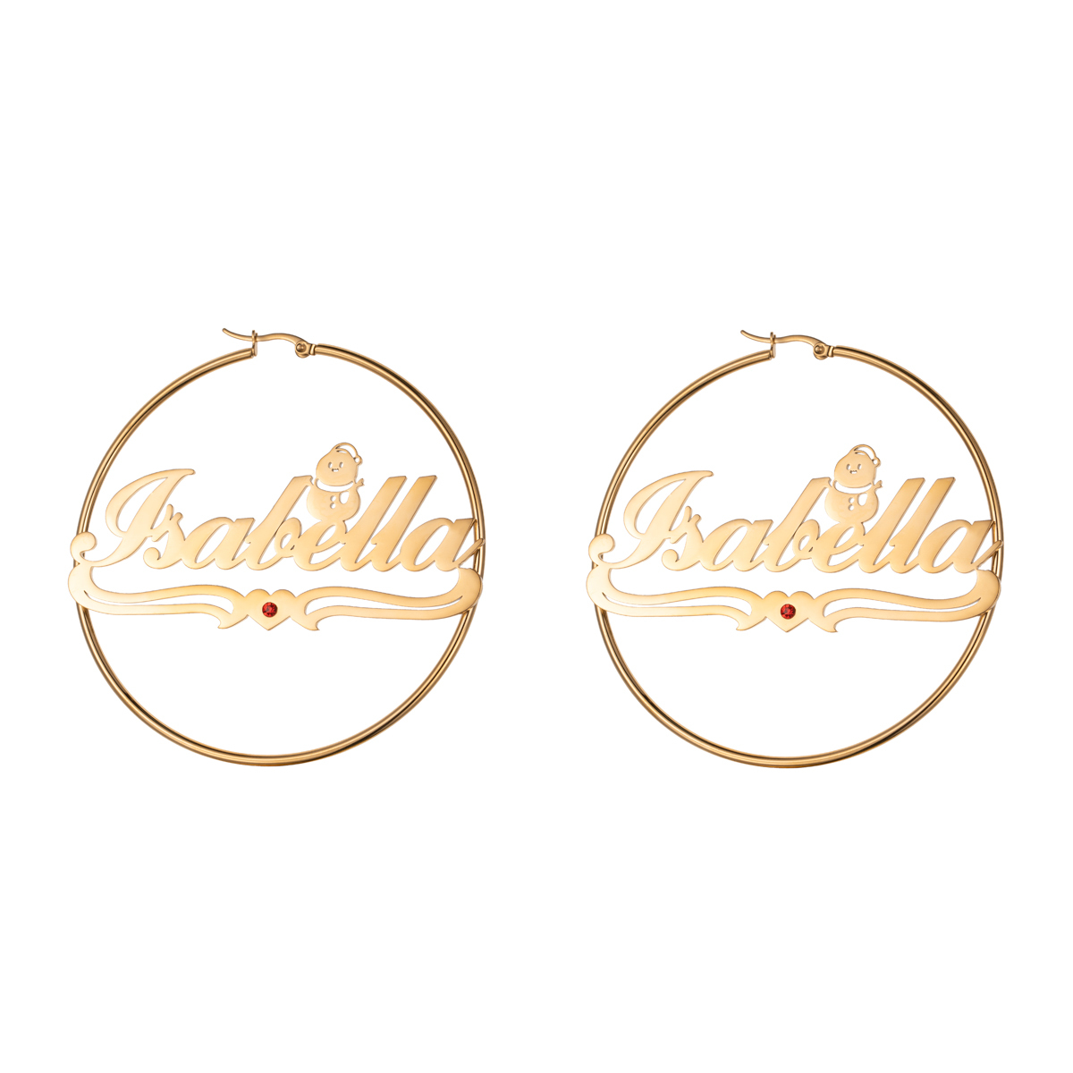 Custom Jewelry Set Name Birthstone Necklace and Earrings with Christmas Snowman