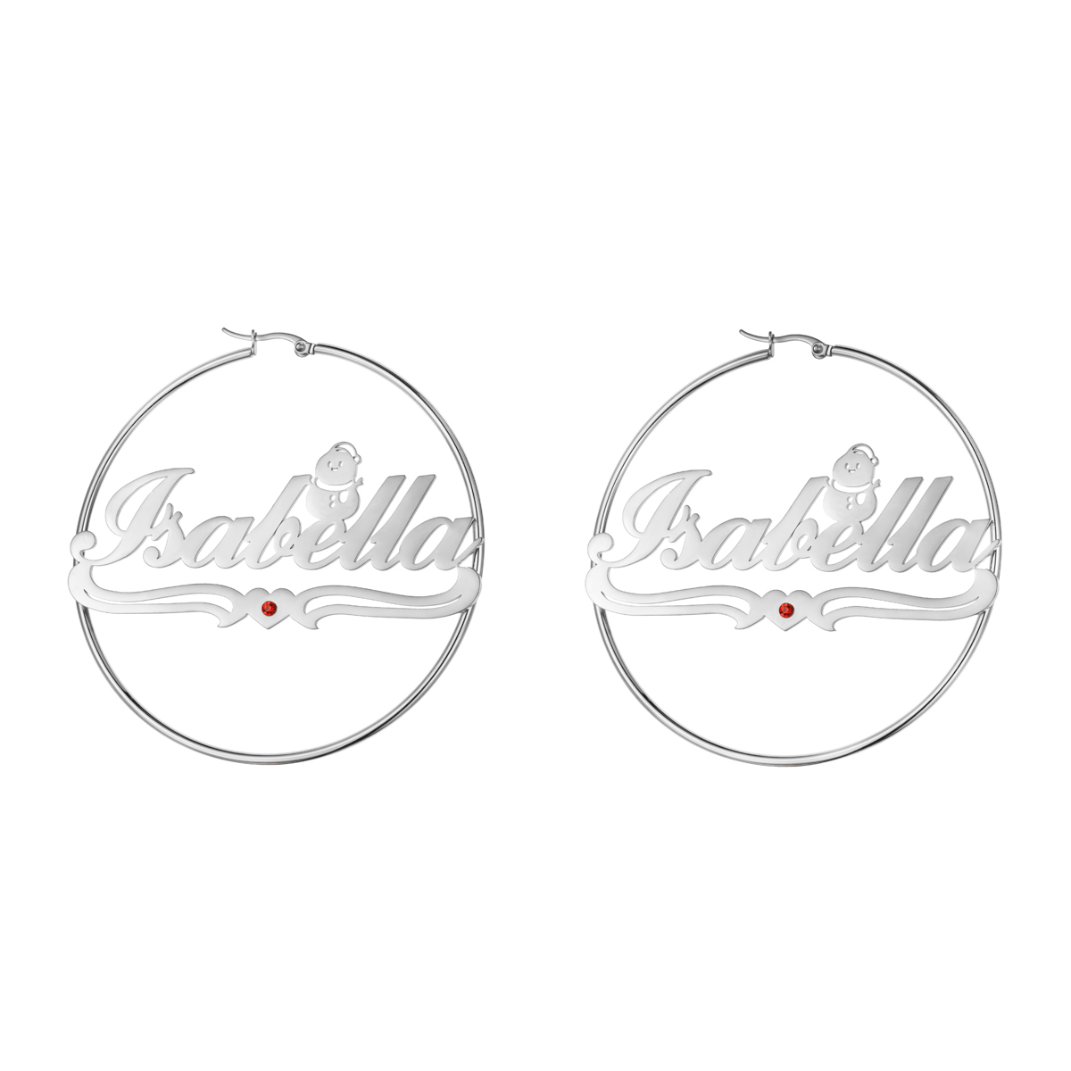 Custom Jewelry Set Name Birthstone Necklace and Earrings with Christmas Snowman