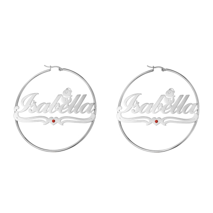 Custom Jewelry Set Name Birthstone Necklace and Earrings with Christmas Snowman