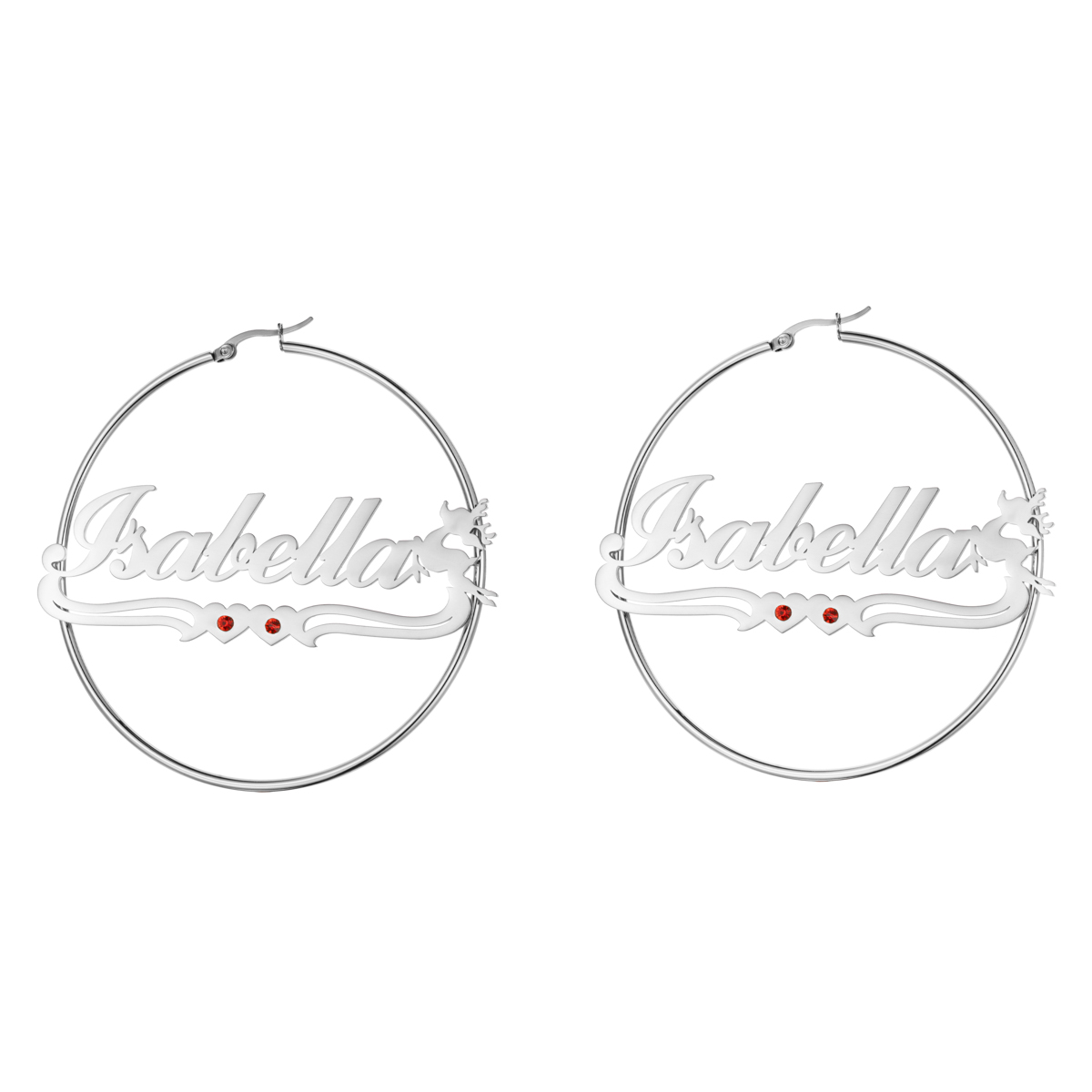 Custom Combination Name Birthstone Necklace and Bracelet with Christmas Reindeer