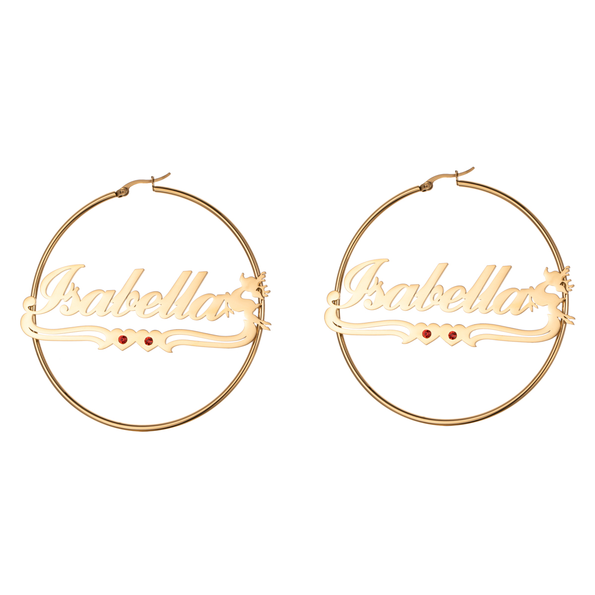 Custom Combination Name Birthstone Necklace and Bracelet with Christmas Reindeer