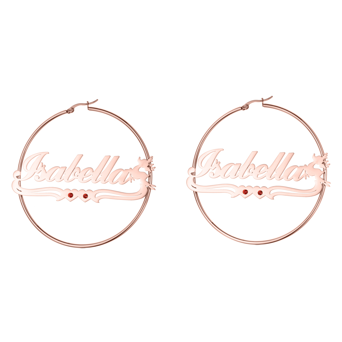 Custom Combination Name Birthstone Necklace and Bracelet with Christmas Reindeer