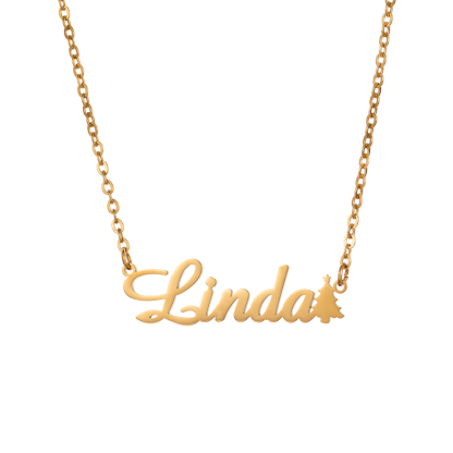 Custom Name Necklaces with Christmas Tree haped