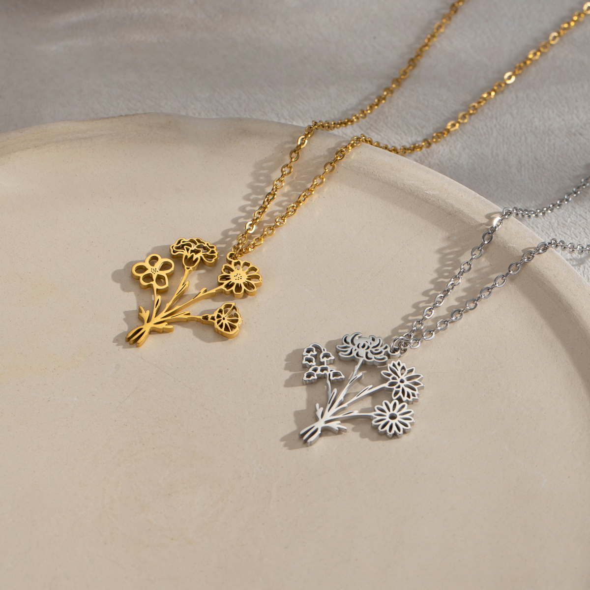 Custom Multi Birth Flower Necklace