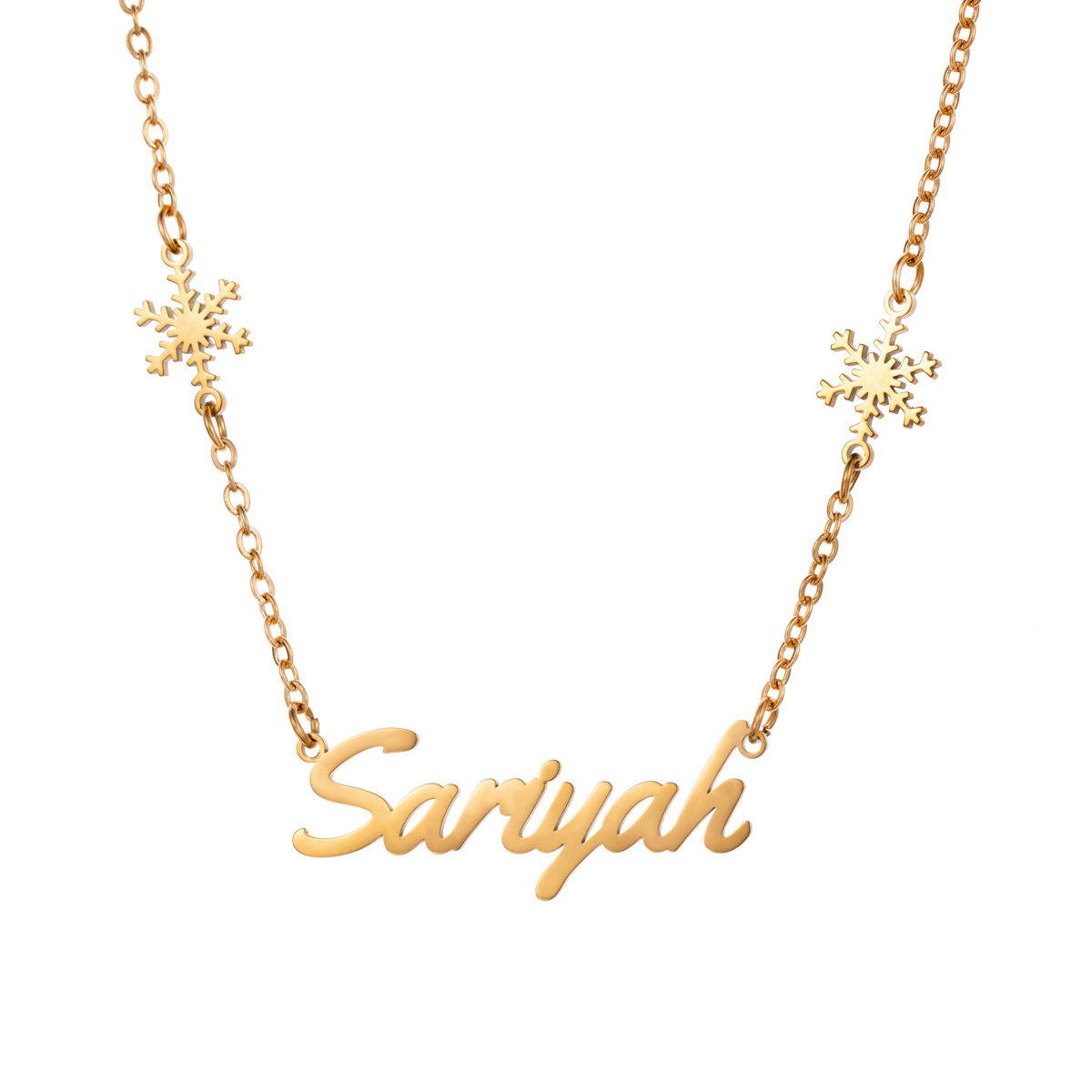 Custom Name Necklaces with Double-sided Christmas Snowflake Elements