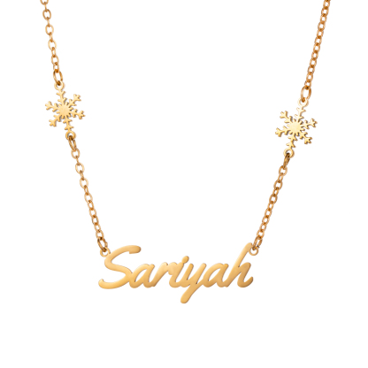 Custom Name Necklaces with Double-sided Christmas Snowflake Elements