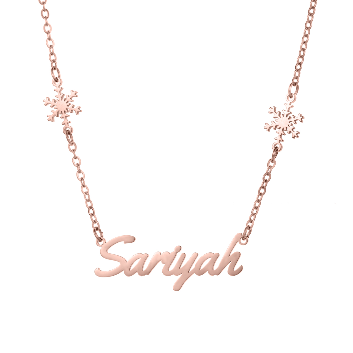 Custom Name Necklaces with Double-sided Christmas Snowflake Elements