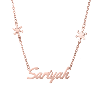 Custom Name Necklaces with Double-sided Christmas Snowflake Elements