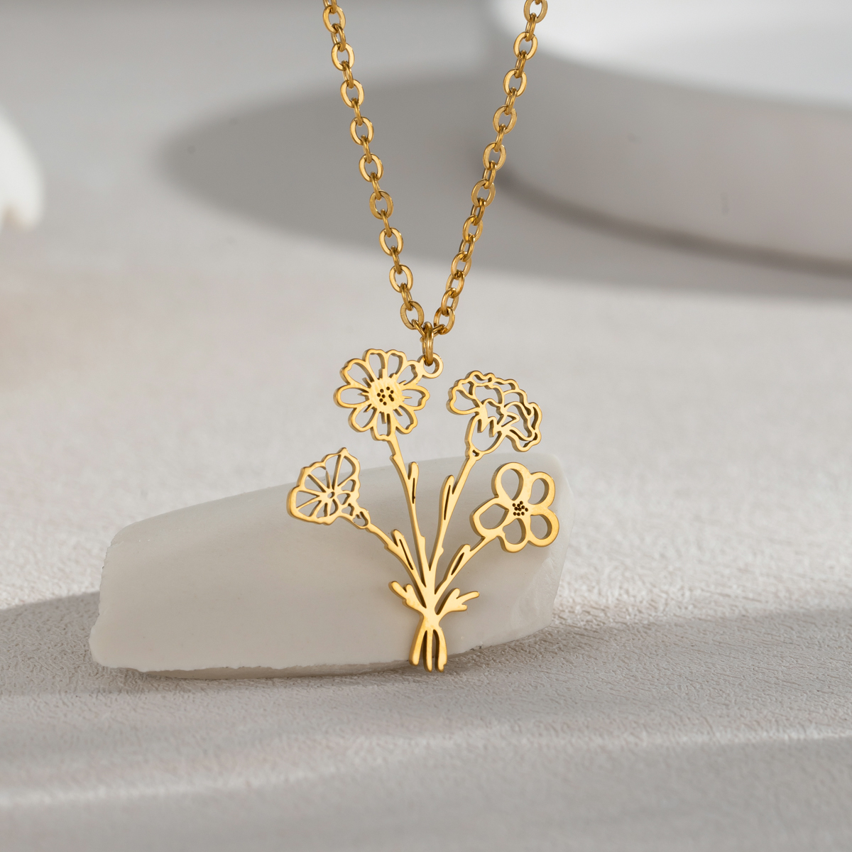 Custom Multi Birth Flower Necklace