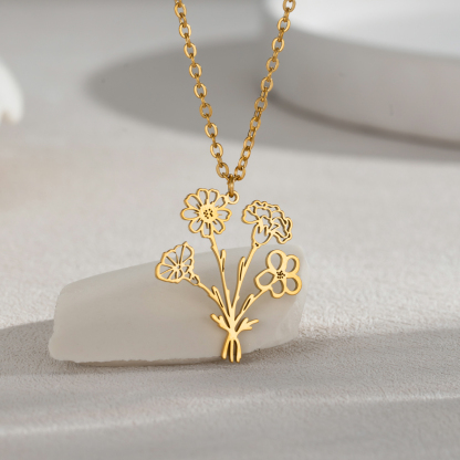 Custom Multi Birth Flower Necklace