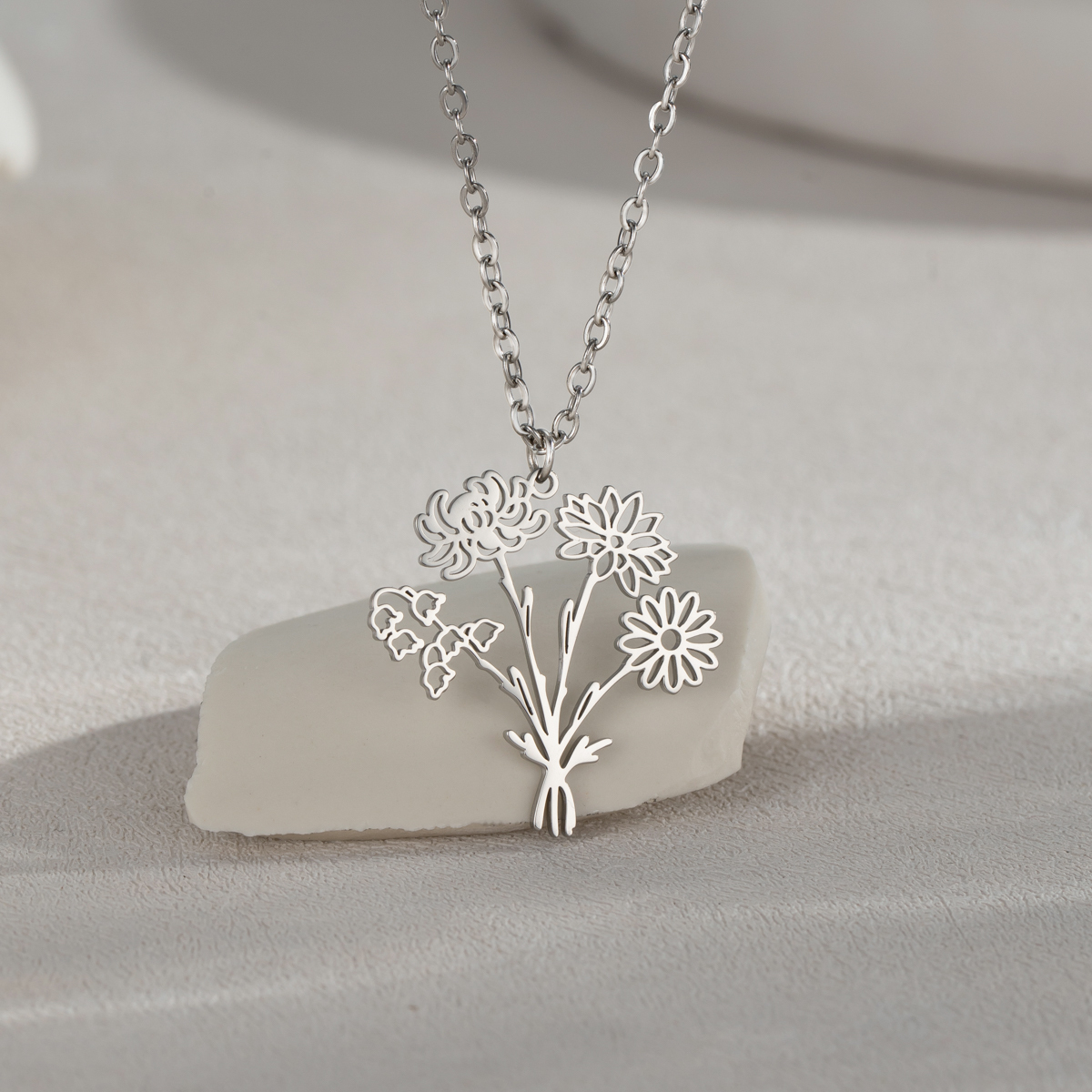 Custom Multi Birth Flower Necklace