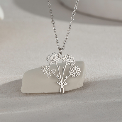 Custom Multi Birth Flower Necklace