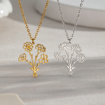 Custom Multi Birth Flower Necklace
