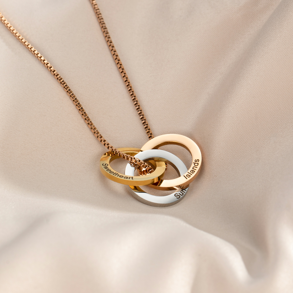 Custom Russian Ring Engraved Name Necklace