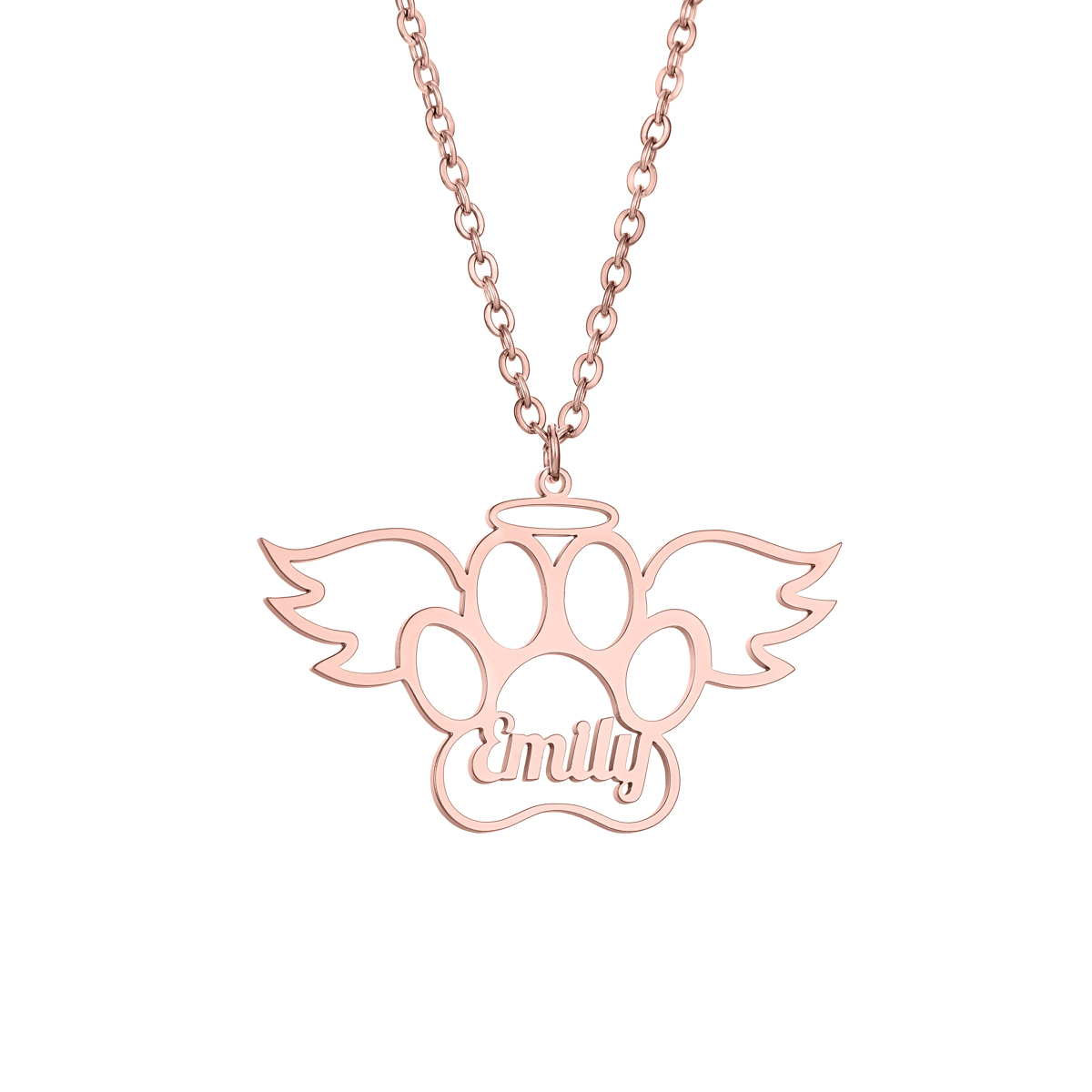 Custom Name Angel Cat Paw Necklace