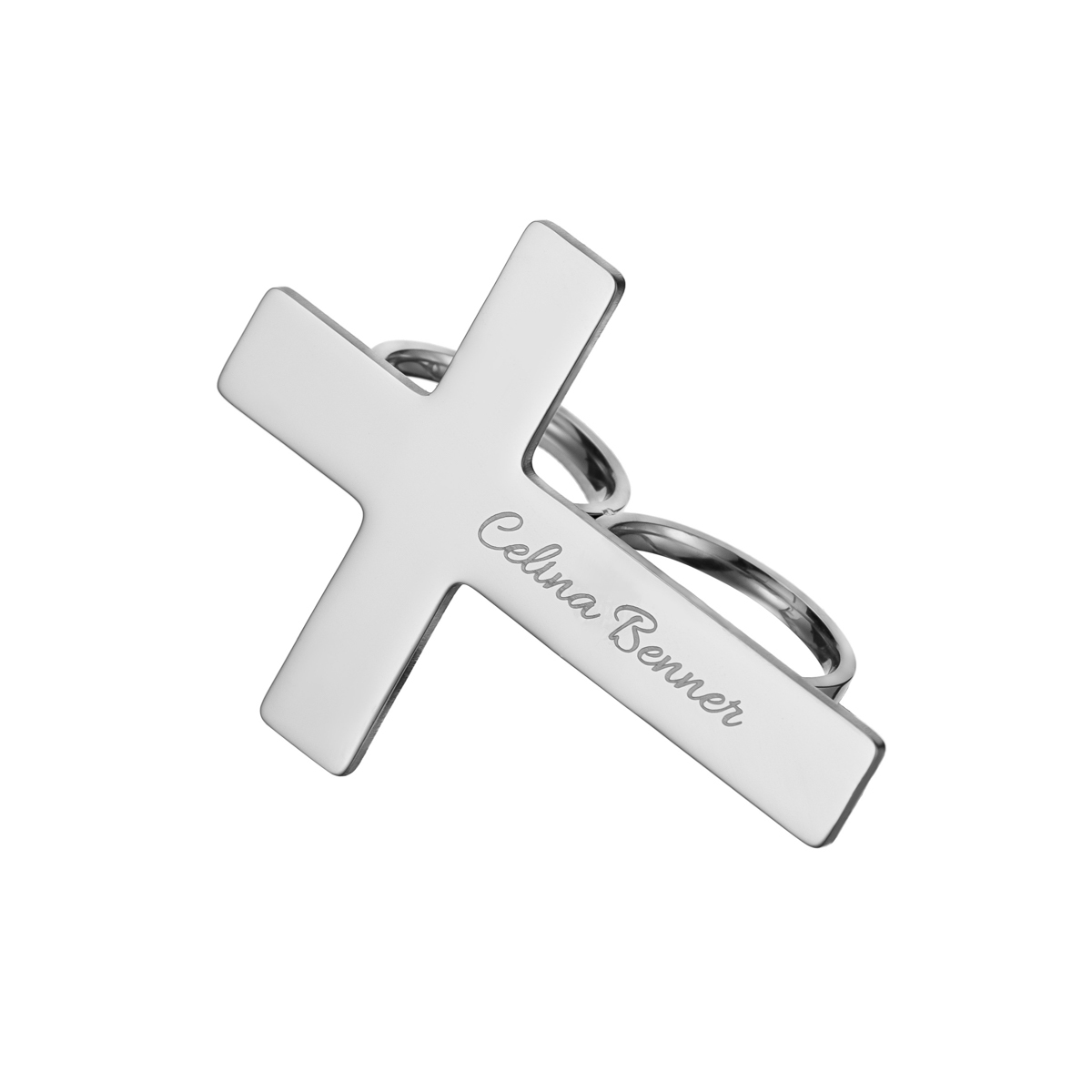 Custom Name Engraved Cross-shaped Finger Guard Ring